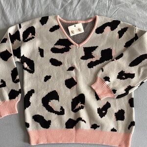 Filly Flair V-Neck Sweater - Cream, Pink, and Black